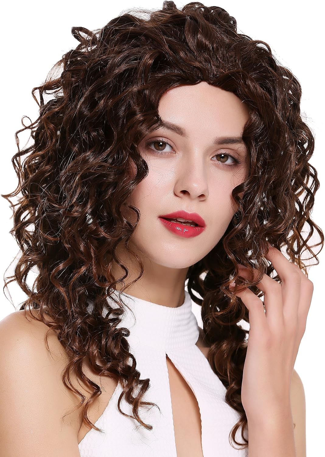 WIG ME UP, AG-2T30 Quality women's wig half wig 3/4 long curly curls maroon brown 21,5 inches - Image 3