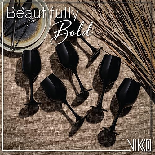 Miniatura 21 de Vikko Decor Gold Copas de vino de 11 onzas, gruesas y duraderas, aptas para lavavajillas, ideales para cata de vinos, juego de 12 vasos decorativos