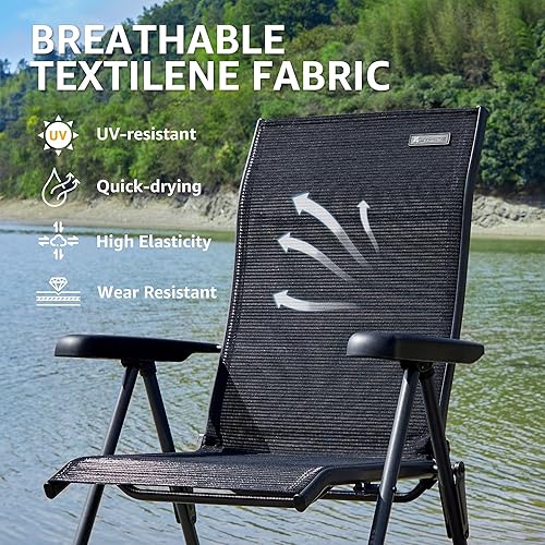 Miniatura 7 de X Strike Silla plegable de campamento con soporte de 350 libras, silla de pesca al aire libre para adultos, malla transpirable con soporte ajustable