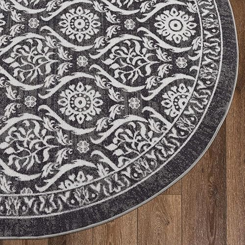 Miniatura 86 de Antep Rugs - Alfombras antideslizantes (antideslizante) 4 x 6 con parte trasera de goma floral geométrica de bajo perfil para interiores