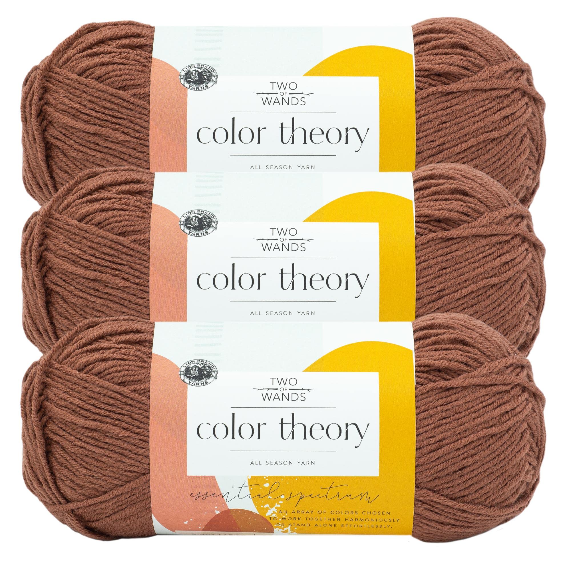 Lion Brand Yarn, Color Theory Knit &amp; Crochet Yarn, Raisin, Brown, 3 Pack