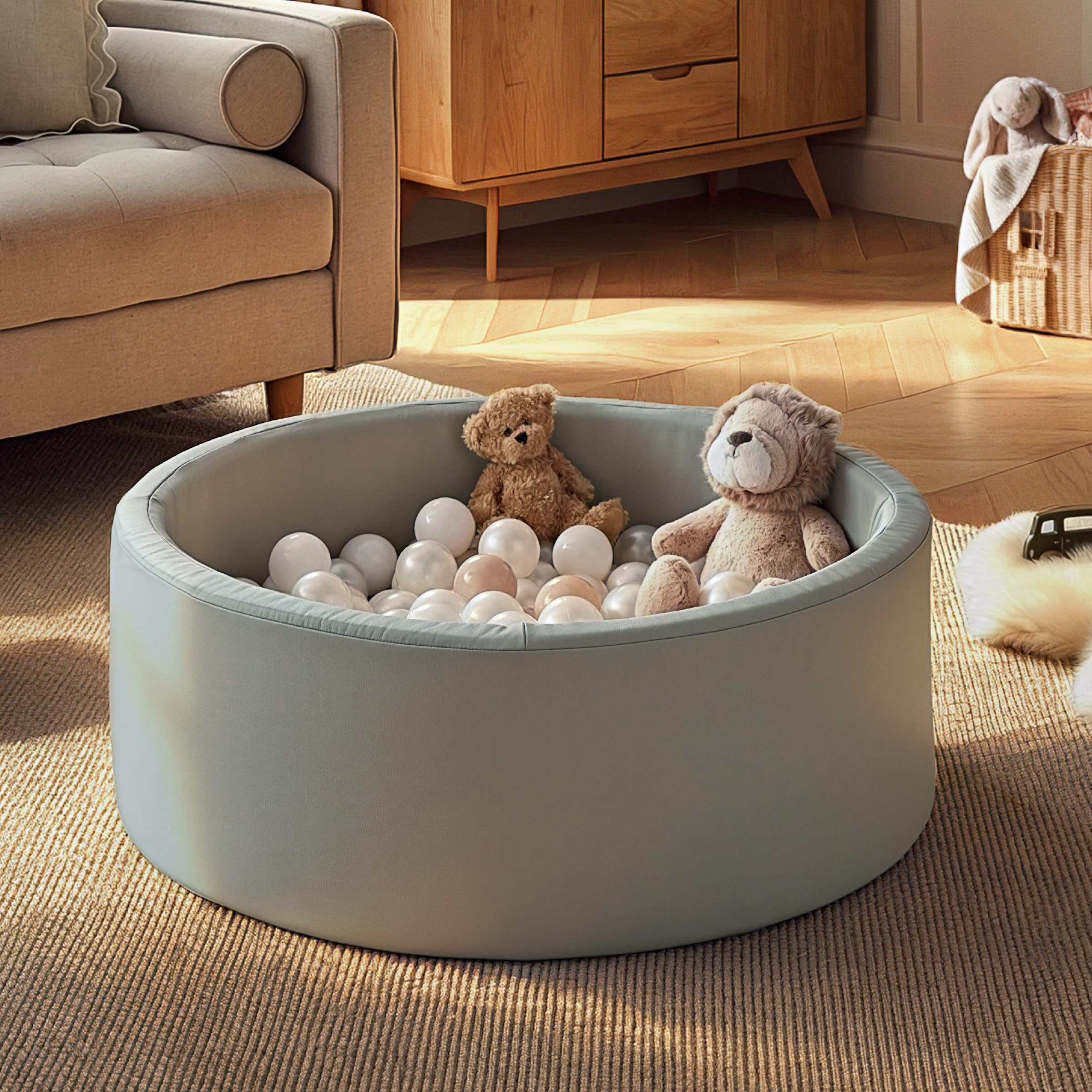 CuddleCo Soft Play Ball Pit con palline in sale marino, incoraggia la fiducia, la coordinazione e il gioco creativo, schiuma leggera, rivestimento in finta pelle lavabile, per lo sviluppo precoce dai