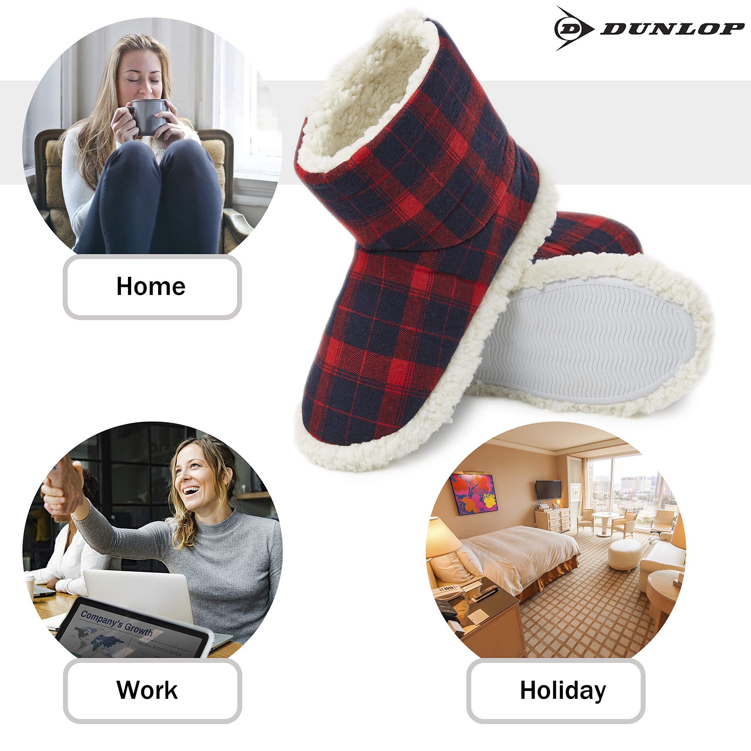 DUNLOP Pantofole Donna Invernali a Stivaletto Antiscivolo Memory Foam Regalo di Natale