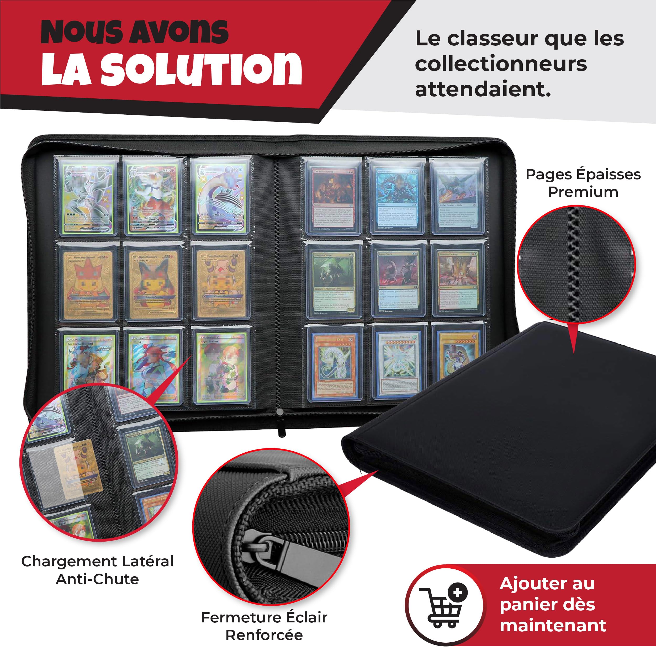 Raccoglitore toploader Premium | Album di archiviazione per carte rigide a prova di polvere e umidità | Progettato per 252 toploaders | Caricamento laterale | Compatibile con top loader