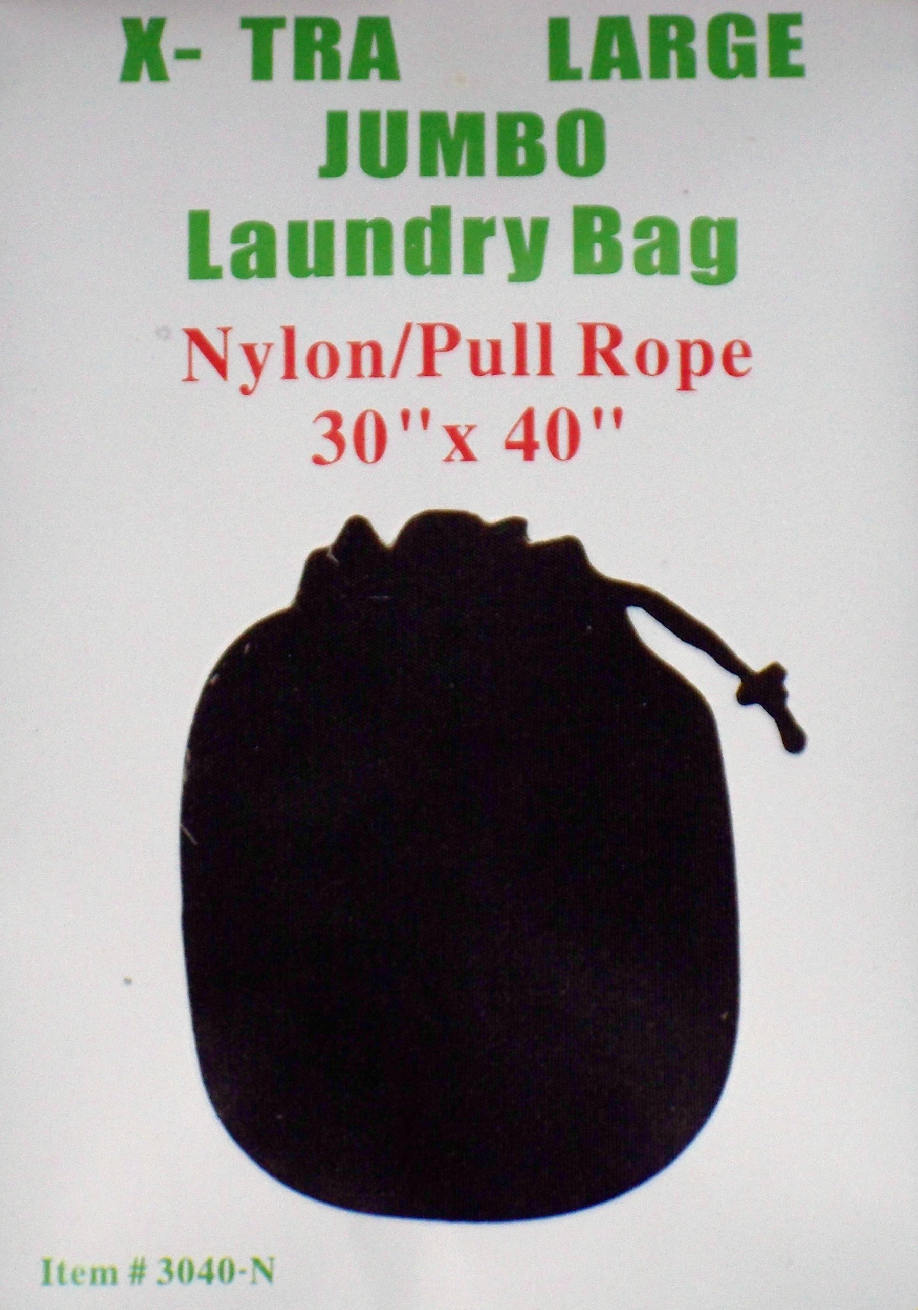 X-Large Jumbo Nylon Draw String Laundry Bag w/Cordlock 30 x 40 BLACK
