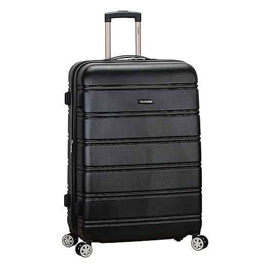 Rockland Melbourne Hardside Expandable Spinner Wheel Luggage, Black, Checked Large 28"