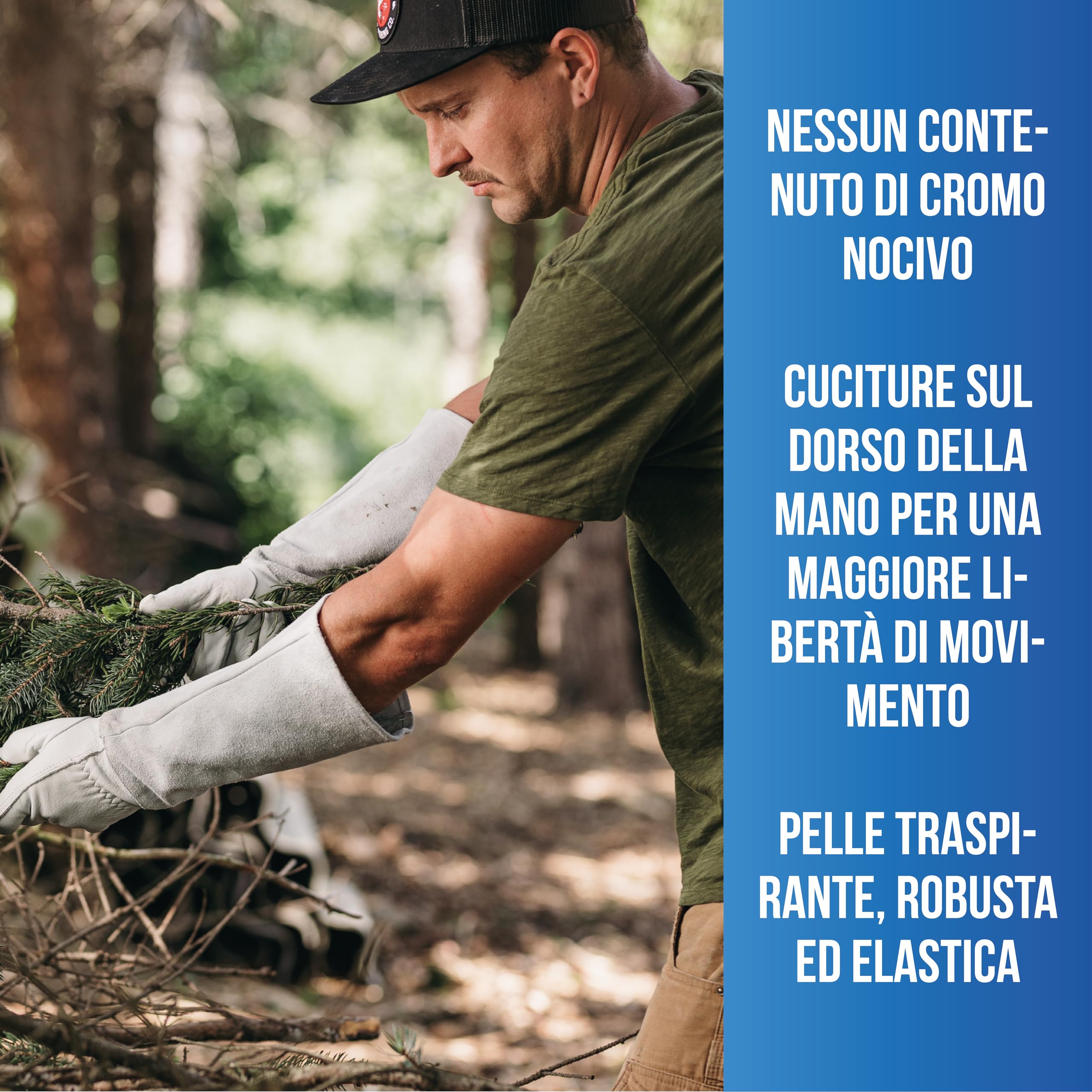 LAUTER SCHUTZ ® Guanti in pelle bovina RESISTENTI ALLE SPINE - Con cucitura posteriore per libertà di movimento e comfort (M, Bianco)