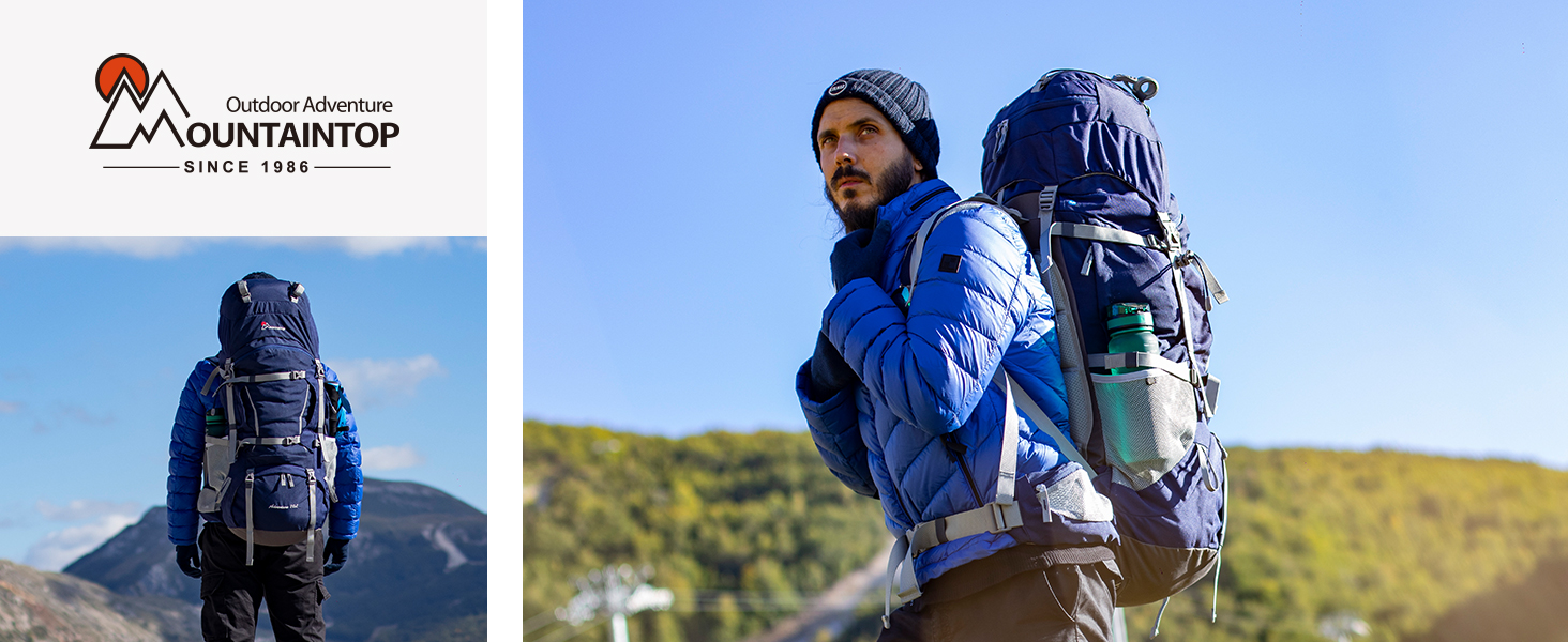 MOUNTAINTOP 70L Internal Frame Backpack, Large Capacity Backpacking Pack