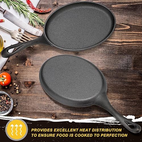 Miniatura 3 de Mifoci Paquete de 12 platos de hierro fundido, mini sartén de 7.8 x 5.9 pulgadas, placa de hierro fundido negro, plato de hierro fundido