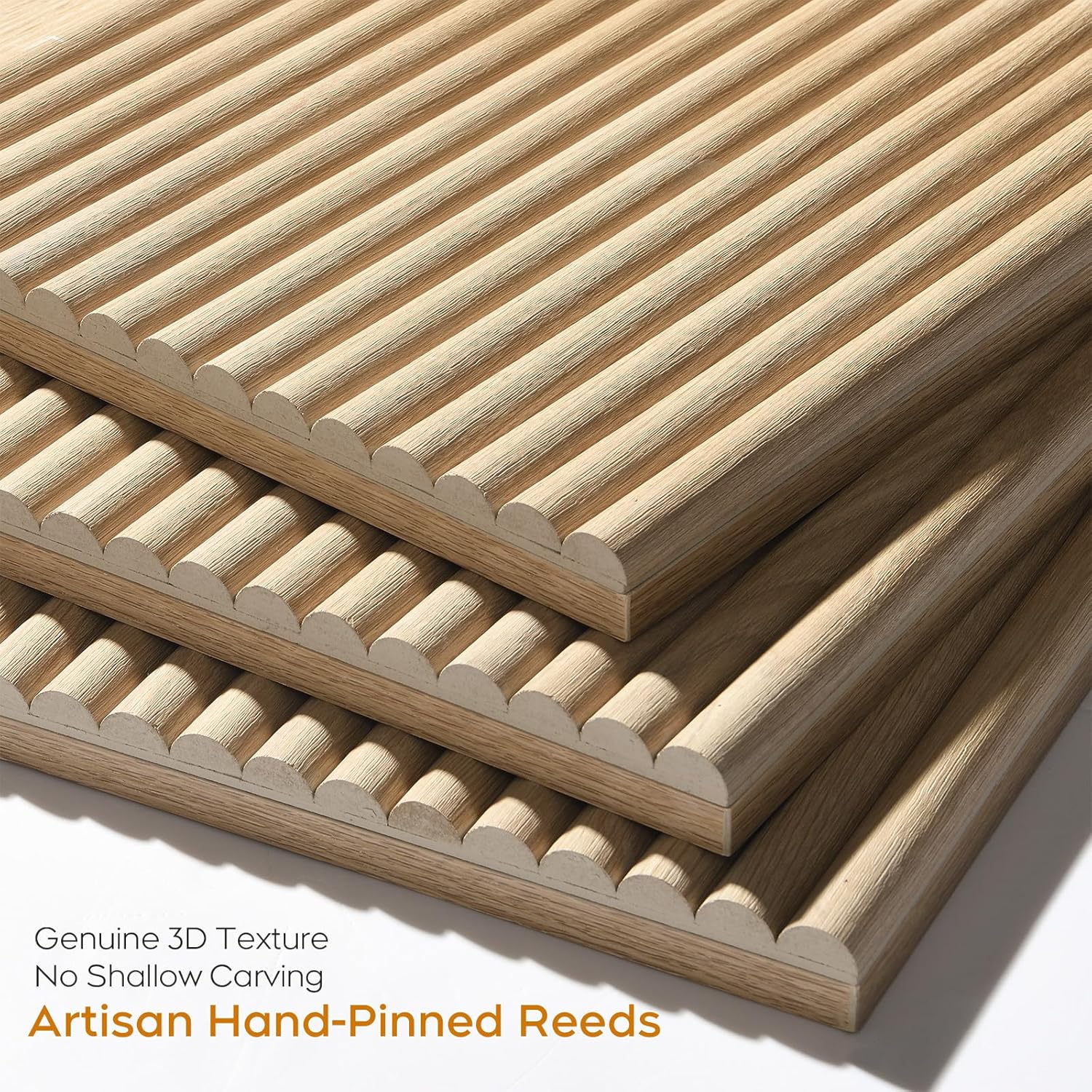 Yechen Fluted Sideboard Buffet Cabinet with Arched Reeded Doors, Mid Century Modern Credenza Storage Cabinet with Adjustable Shelves, TV Stand, for Living Room Kitchen Dinning Entryway/Natural Oak