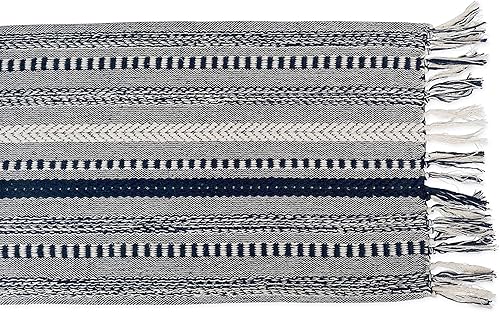 Vista 161 de DII Farmhouse - Camino de mesa trenzado a rayas, 15x72, azul marino