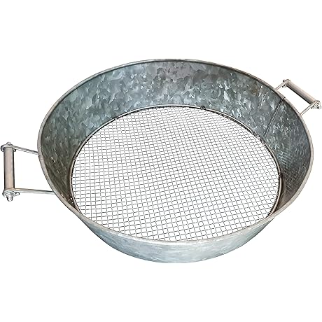 Benjara 4 x 19 x 15.75 in. Round Galvanized Steel Garden Sifter