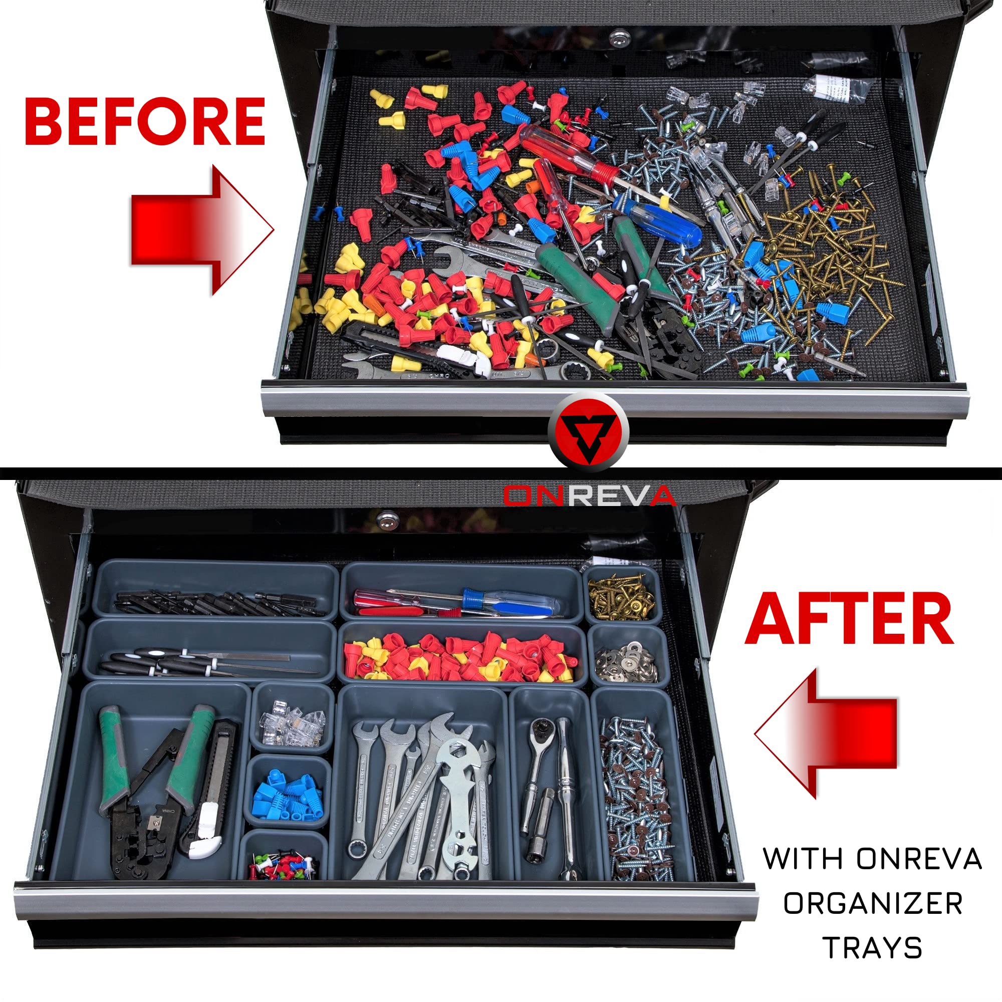 ONREVA Tool Box Organizer Tray Dividers, Toolbox Storage Trays, Rolling