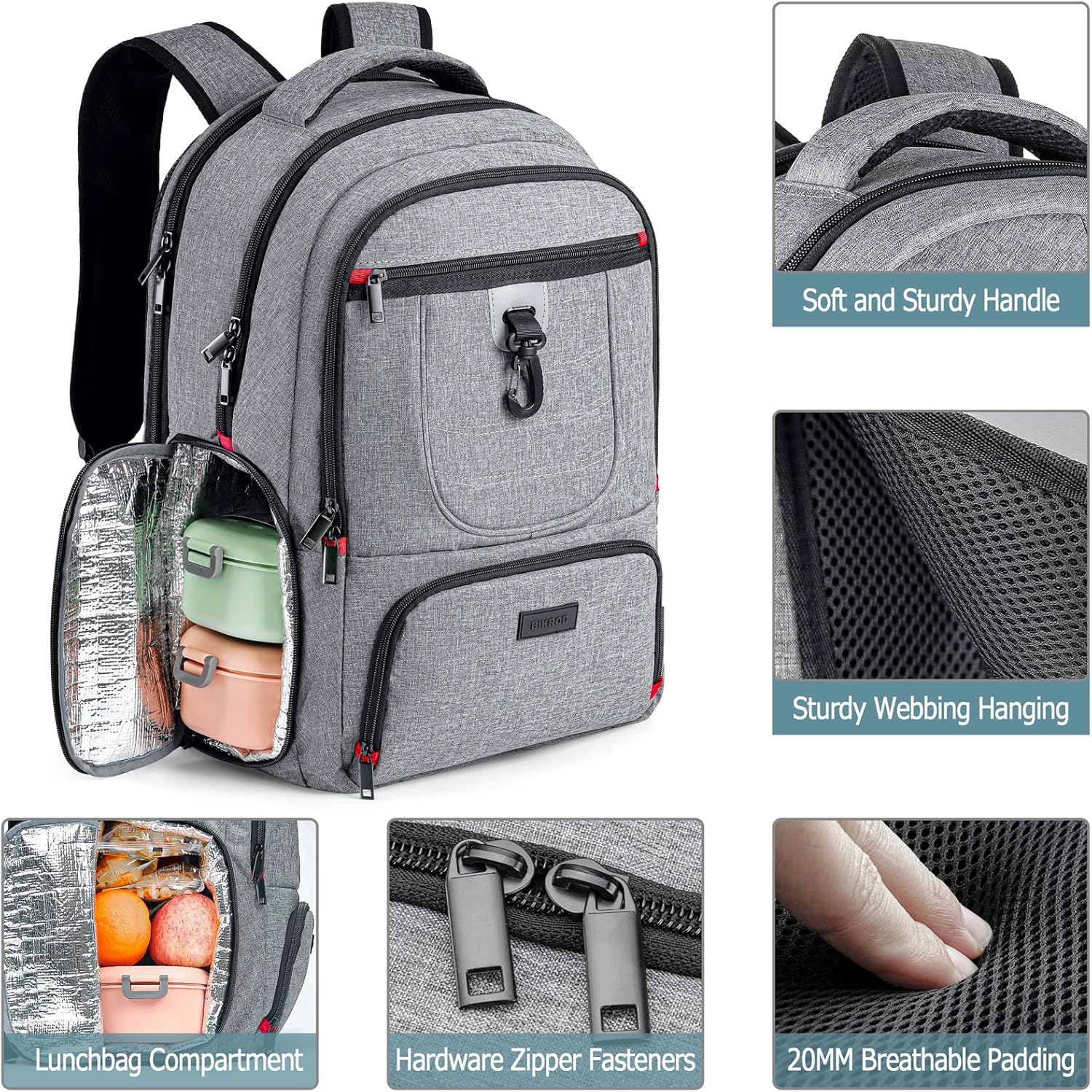 Lunch Backpack, Insulated Cooler Lunch Bag Backpack, Large Travel 17.3 Laptop Back Pack Sturdy Computer College School Bookbag for Women Men for Men Women Work Hiking Picnic