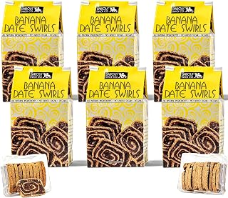 Darious Snack Co. VEGAN and PALEO Banana Date Swirls for Delicious BreakFast, Slightly Sweet and Savory Snacks, All Natural Ingredients, Holiday Food Gifts, 6 Pack - 6 oz Each Bag