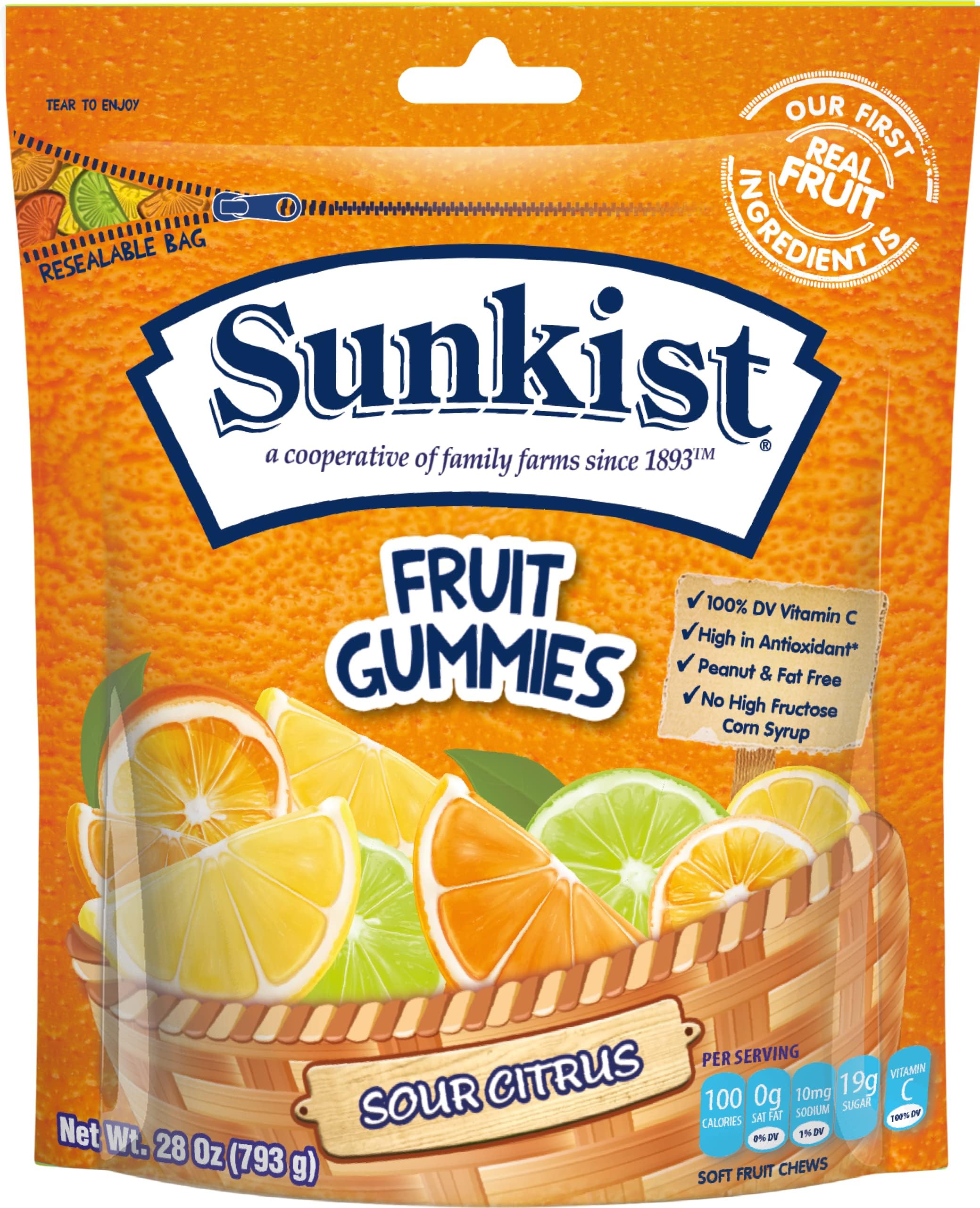 Sunkist® Fruit Gummies - Sour Citrus: 28-Ounce Bag
