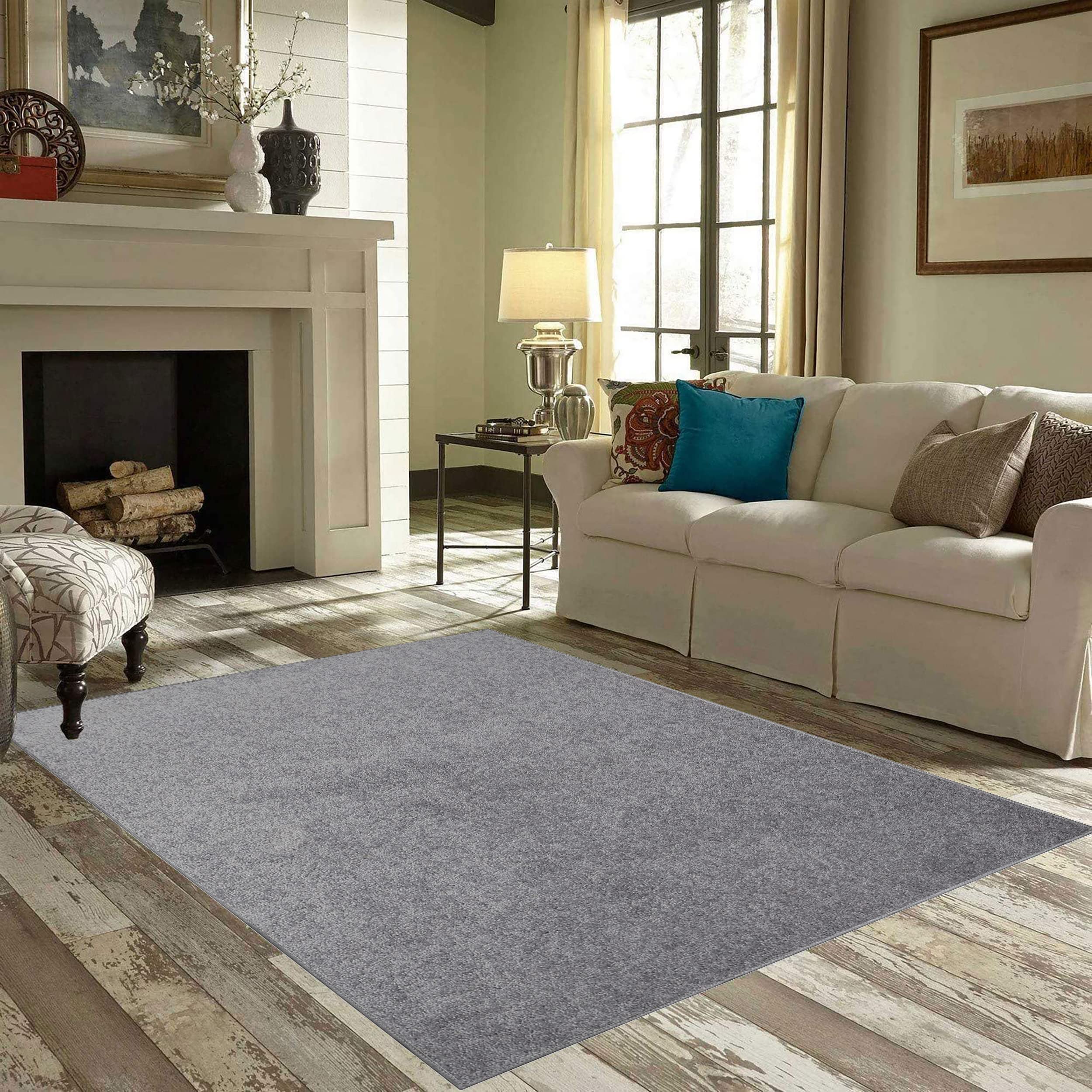 Ambiant Pet Friendly Solid Color Area Rugs Grey - 2' Octagon