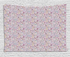 Ambesonne Cartoon Tapestry, Groovy Pastel Hand Drawn Music Keyboard Sound Speakers Creative Rainbow Themed, Wide Wall Hanging for Bedroom Living Room Dorm, 80" X 60", Multicolor