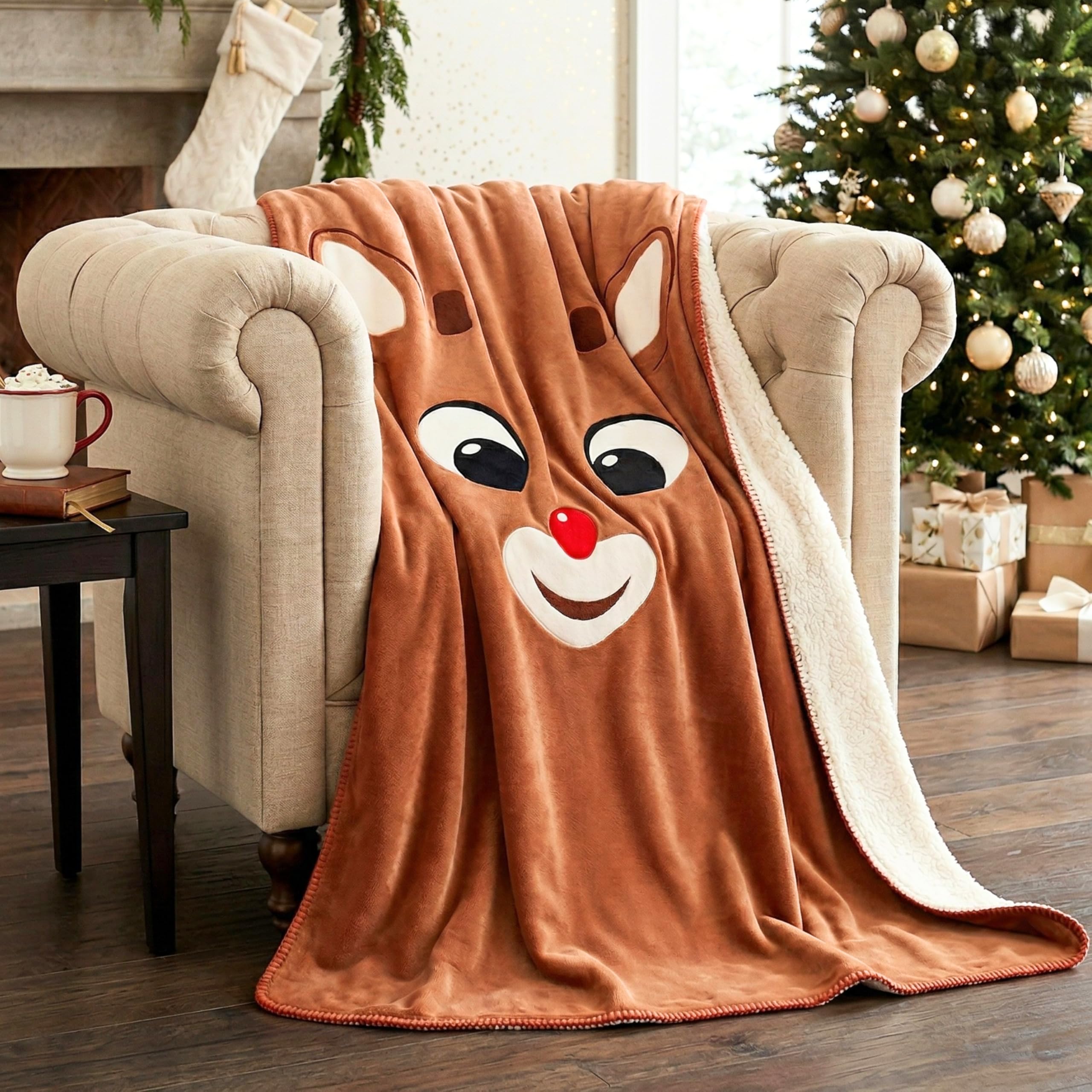 Renne Rudolph parure de lit enfant en peluche douce 117x152 cm