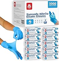 London Labs Synsafe 4 Mil Blue Nitrile Exam Gloves - Latex Free, Powder Free, Disposable, Extra Strong for Medical, Food & Tattoo Use