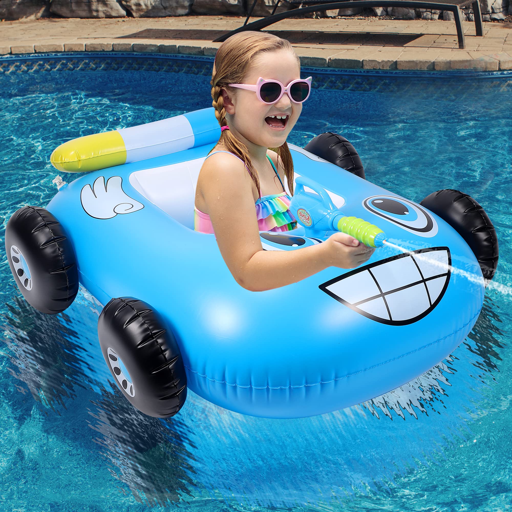 Buy FiGoal Inflatable Fire Boat Pool Float for Kids with Builtin
