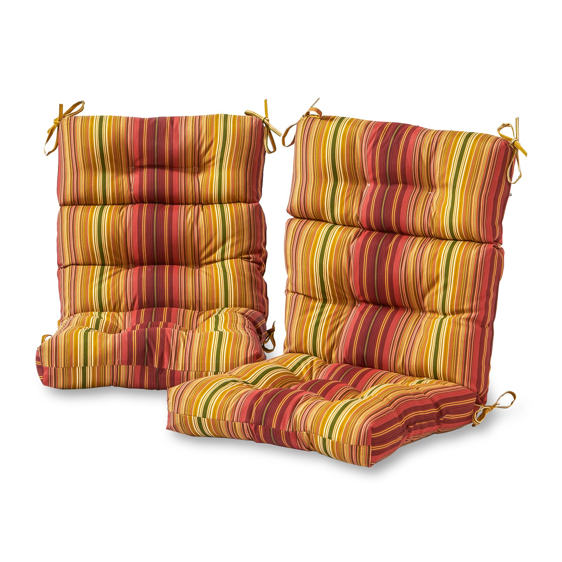 Greendale Home Fashions Outdoor 44x22-inch High Back Chair Cushions (Set of 2), Cinnamon Stripe