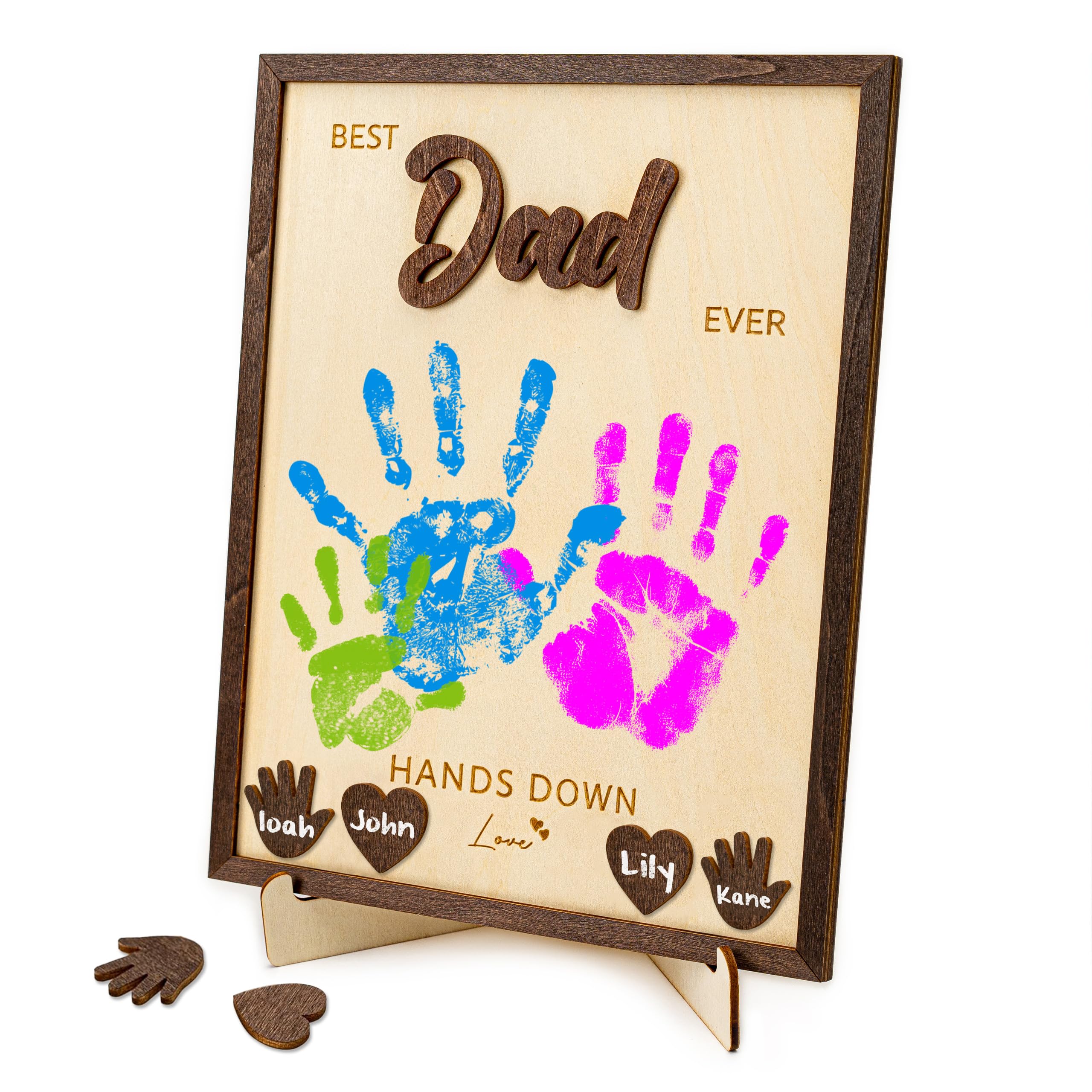 Personalized Best Dad Ever Gifts from Kids Custom Fathers Day Crafts Gifts Hands Down Sign - Personalized Fathers Day Dad Gift from Kids Daughter Son, Craft for Kid Classroom Toddlers