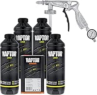 Vista 2 de CUSTOM SHOP U-Pol Raptor Kit de Revestimiento de Uretano Teñible en Aerosol para Cama de Camioneta y Pistola Rociadora Custom Coat con Regulador