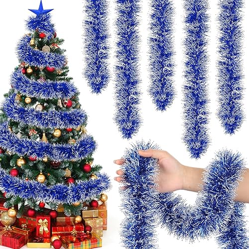 Poen Guirnalda de oropel de Navidad de 100 pies para decoración de árbol de Navidad, guirnalda metálica de oropel grueso, suministros de fiesta de