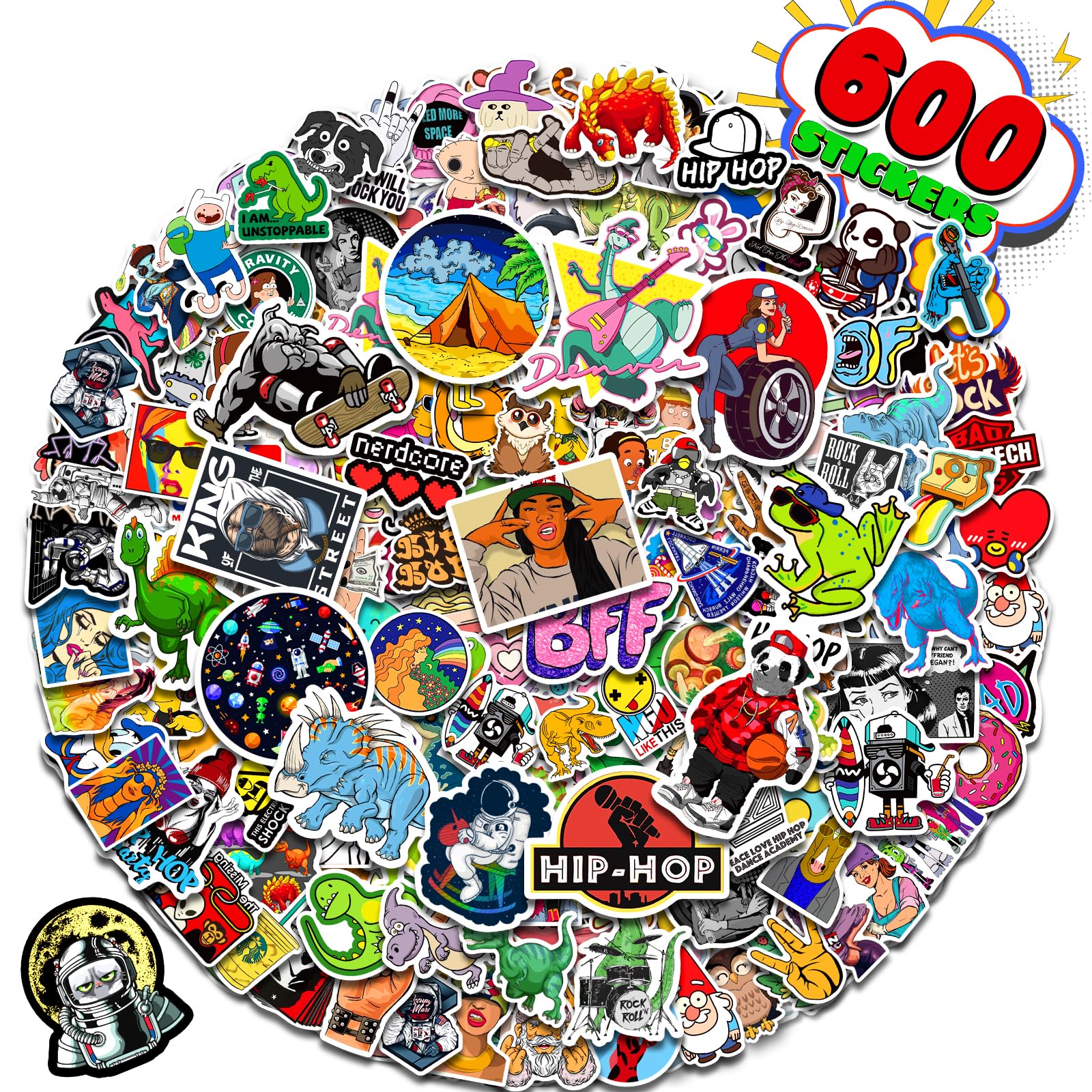 Arme Stickers Pack, 600 Pcs Cool Stickers for Adults, Vinyl Random Stickers for Waterbottles, Laptop Stickers Pack, Waterproof Stickers for Hard Hat Teens Adults Boys Bike Car Skateboard Helmet Decor