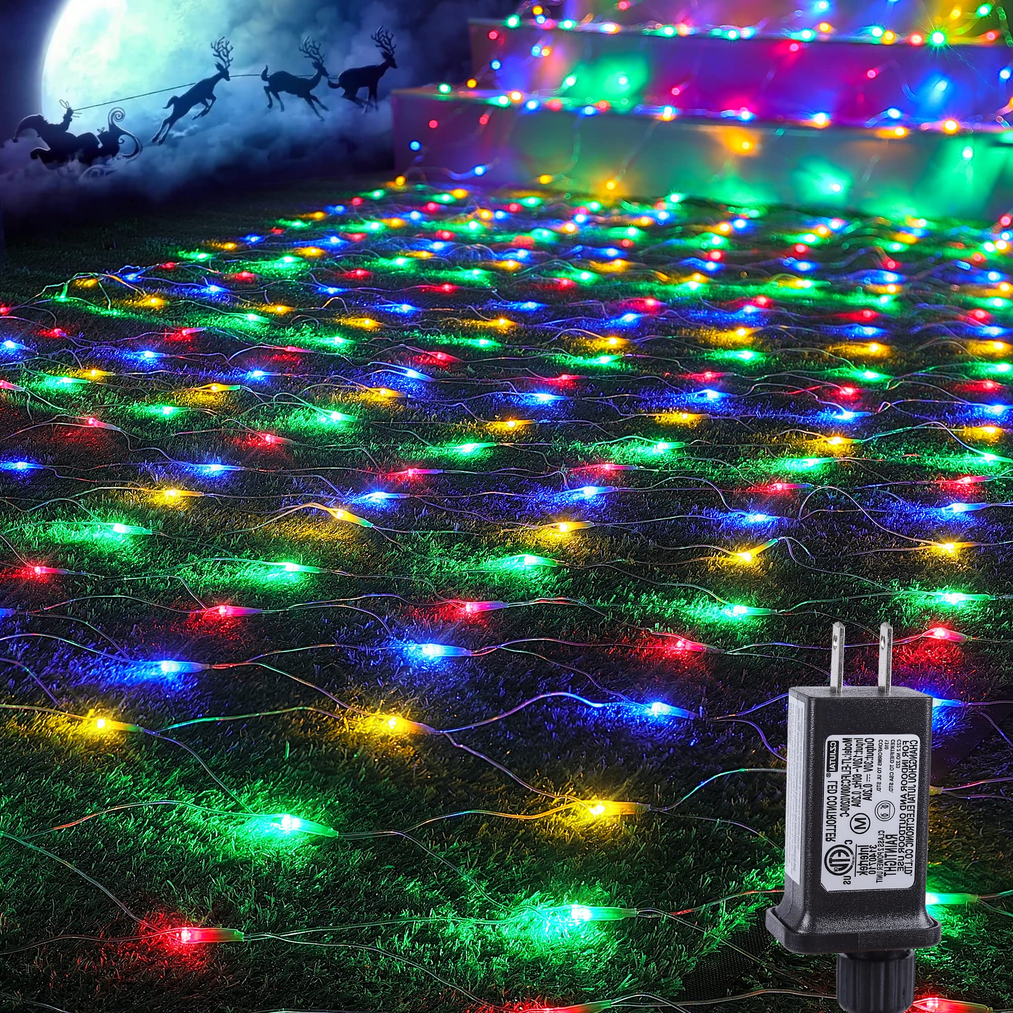 shinymolly Outdoor Christmas Net Lights, 13FTx5FT 360 LED Fairy String
