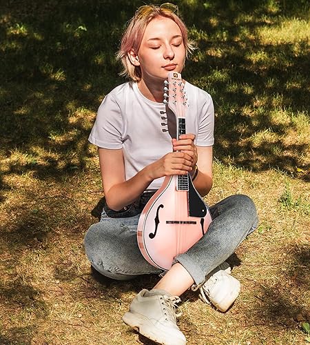 Miniatura 15 de Vangoa Instrumento musical de mandolina A Style, kit de instrumentos de mandolina acústica italiana de 8 cuerdas para principiantes profesionales