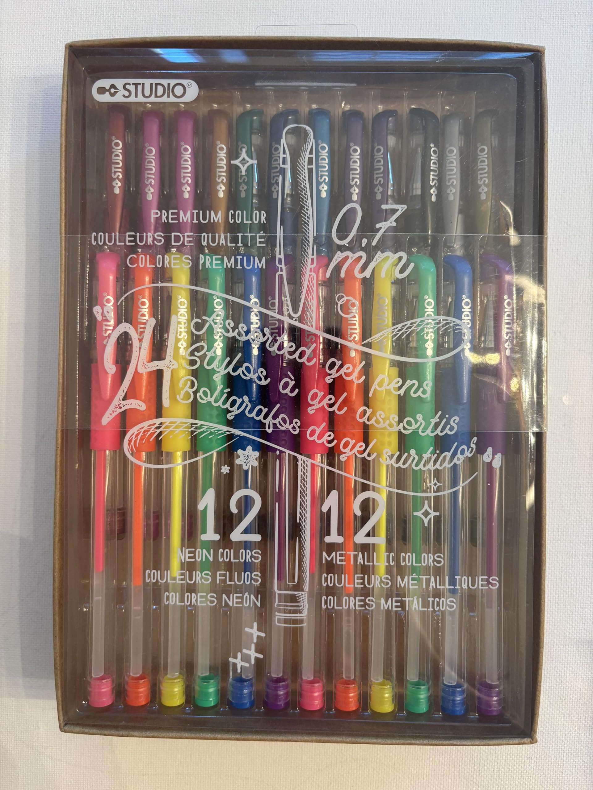 24 Assorted Gel Pens 0.7mm (12 Neon + 12 Metallic) : Amazon.ca