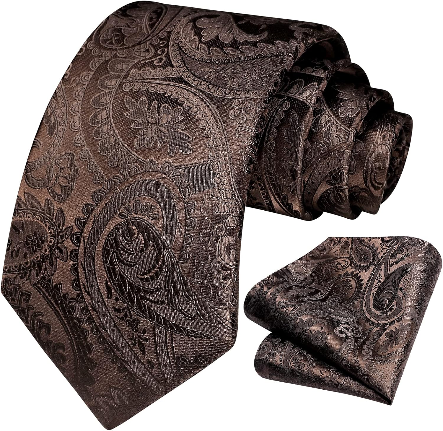 HISDERN Paisley Ties for Men Solid Tie Handkerchief Floral Men's Necktie & Pocket Square Set Wedding Classic Mens Ties - Image 2