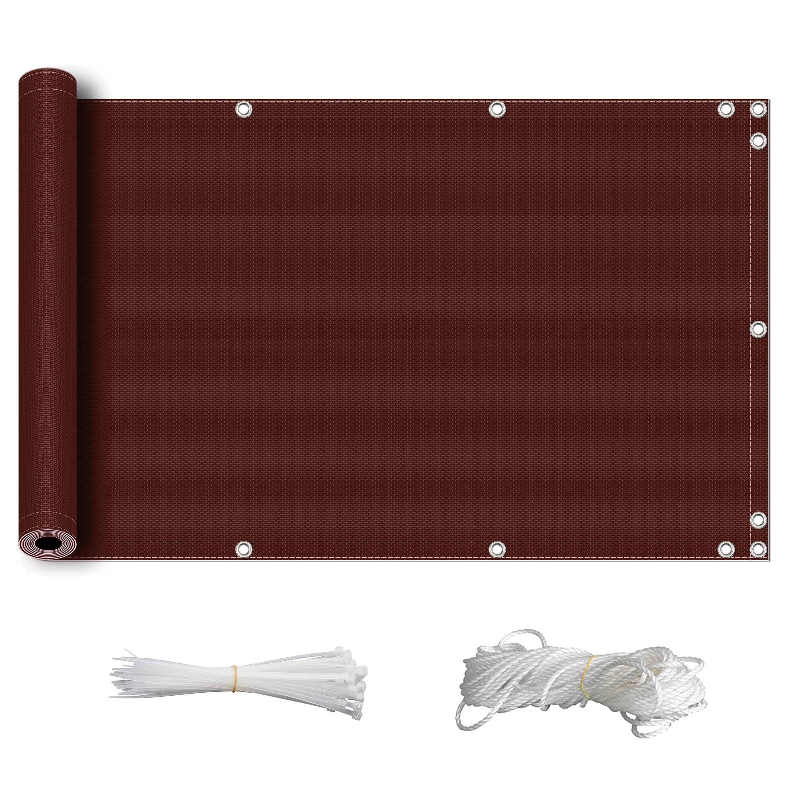 ZQXFZ Fabric Privacy Screen 60x100cm 160g/㎡Oxford Cloth Cover Eyes With Installation Package Easy To Assemble Balcony Covering -Brown.
