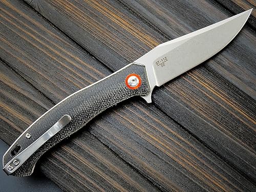 Miniatura 9 de Sitivien ST112 Cuchillo plegable, hoja D2 y mango Micarta EDC cuchillo de herramienta con clip de bolsillo para acampar al aire libre senderismo
