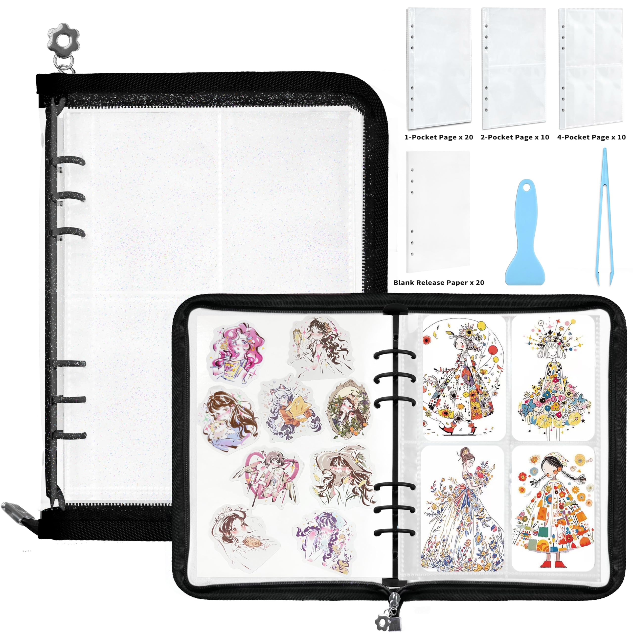 Mlife Sticker Organizer Binder Sticker Storage Organizer Reusable Sticker Book Collecting Album A5 Sticker Collecting Book Clear Sticker Binder Album