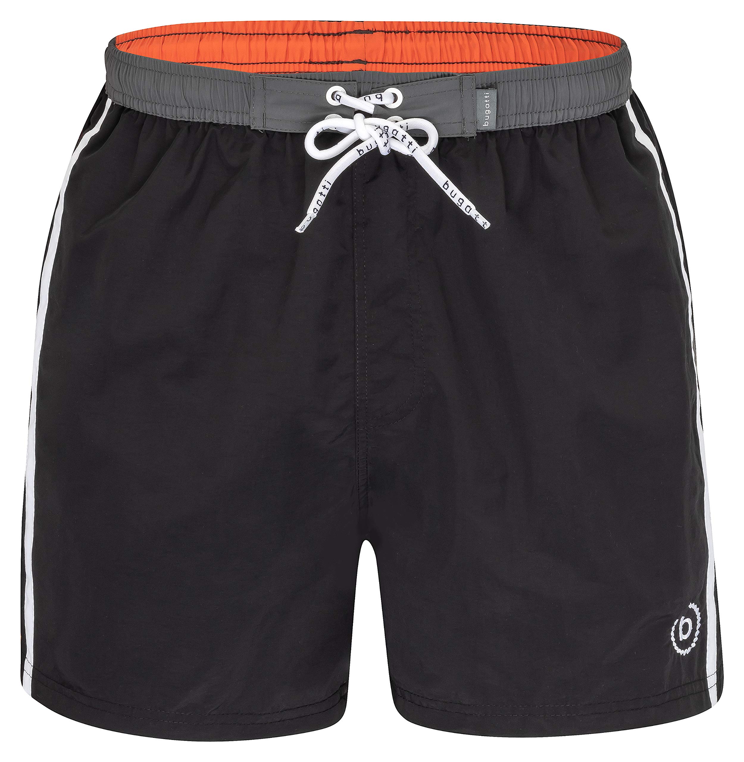 Bugatti Men's Black/Grey Bugatti® - Modern Swimming Shorts In Red, Turquoise, Navy And Green With Attractive Contrasting Colour On The Waistband, 5X-Large