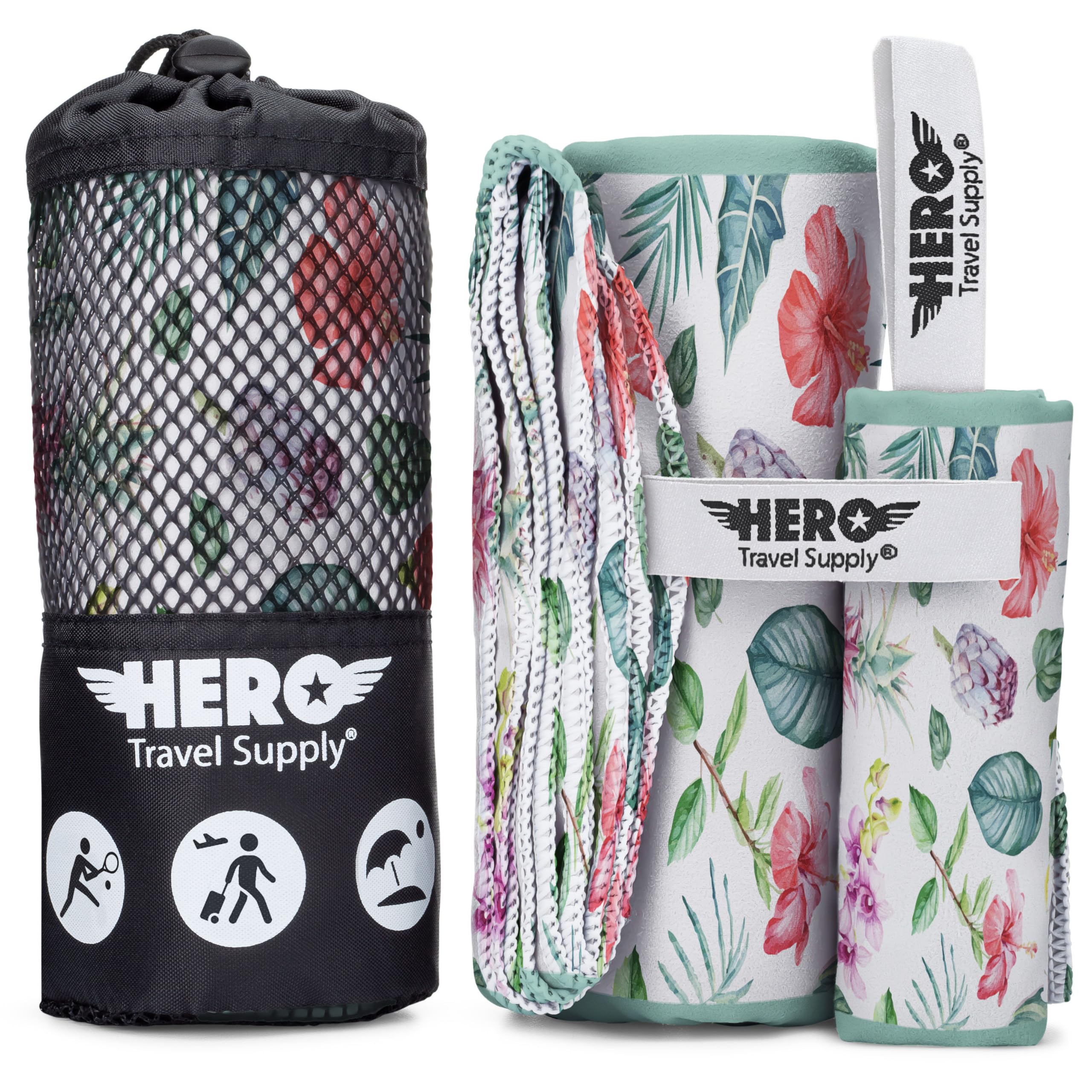 Hero Microfiber Towel, Camping, Beach, Gym, 24X48 (Includes Bonus Washcloth)