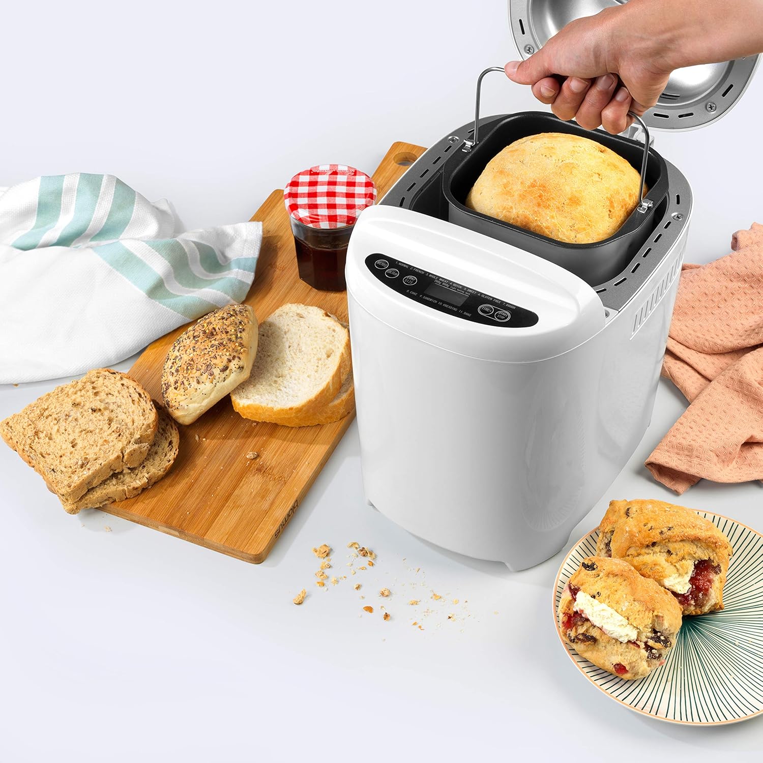 Progress EK4219PVDEEU7 Macchina per il pane digitale con spina europea, 550 W, Cottura rapida, 11 funzioni di cottura, Display LCD, Alloggiamento termoisolante, senza glutine, la forneria, Bianco Progress EK4219PVDEEU7 Macchina per il pane digitale con spina europea, 550 W, Cottura rapida, 11 funzioni di cottura, Display LCD, Alloggiamento termoisolante, senza glutine, la forneria, Bianco