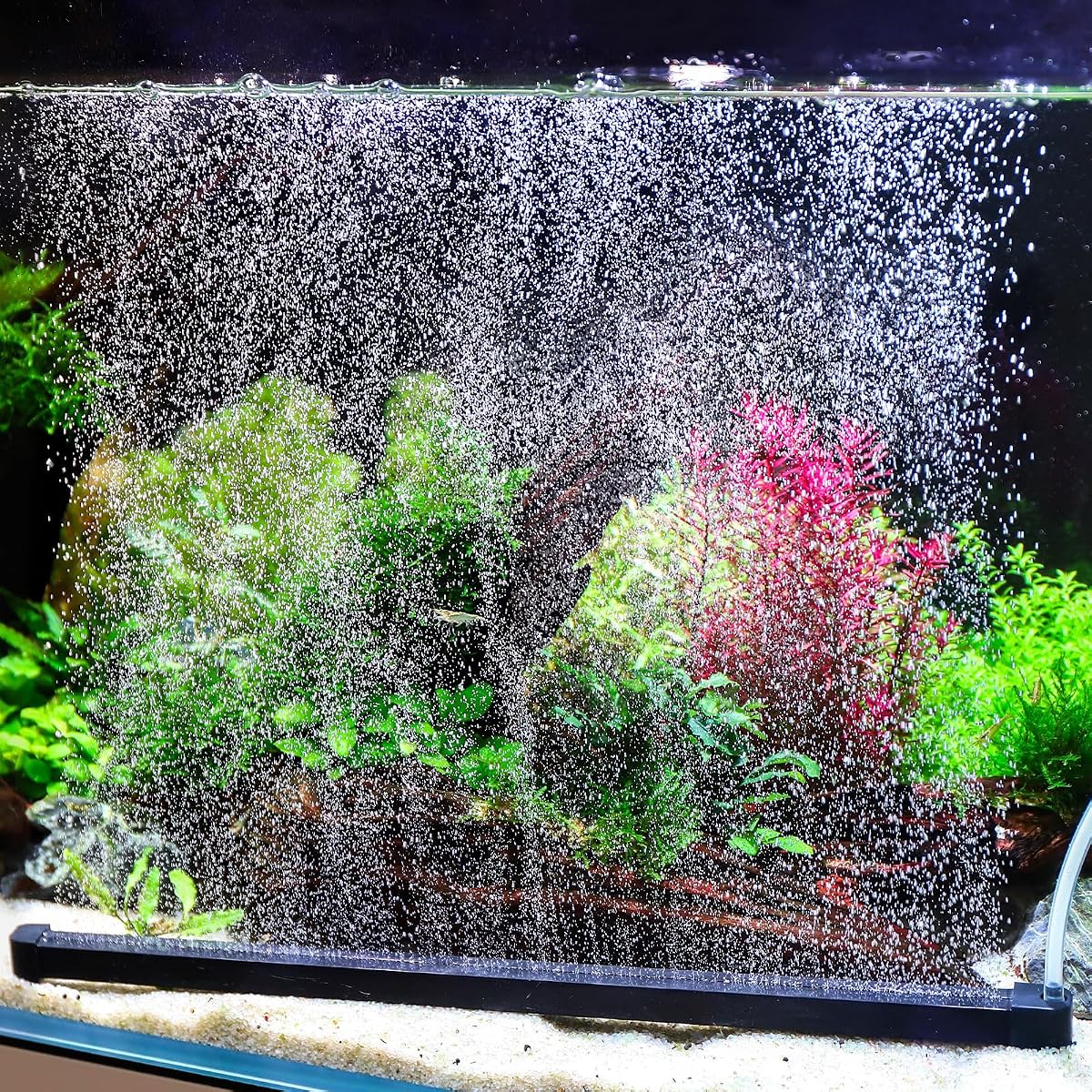 hygger Weighted Nano Mist Bubble Wall Bar, 15.7" Self-Sinking ABS Air Stone Strip with Gentle Oxygen Diffuser for Freshwater & Marine Aquarium, Hydroponics