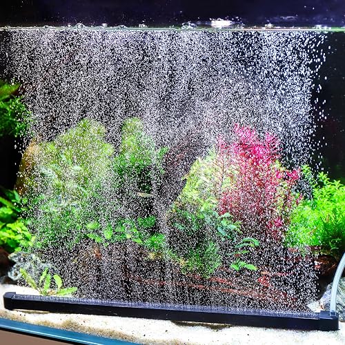 hygger Weighted Nano Mist Bubble Wall Bar, 15.7" Self-Sinking ABS Air Stone Strip with Gentle Oxygen Diffuser for Freshwater & Marine Aquarium, Hydroponics