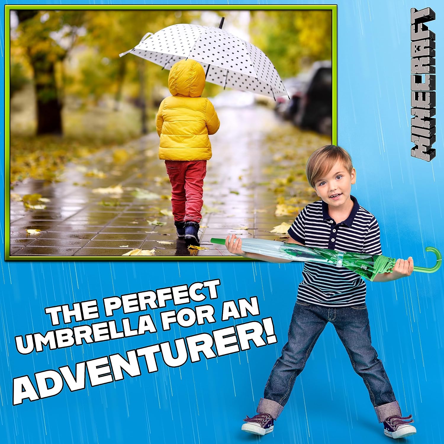 Parapluie Enfant Transparent Minecraft Cloche 46 Cm – Manuel, Fun Et Résistant Pour Aventure Pluie