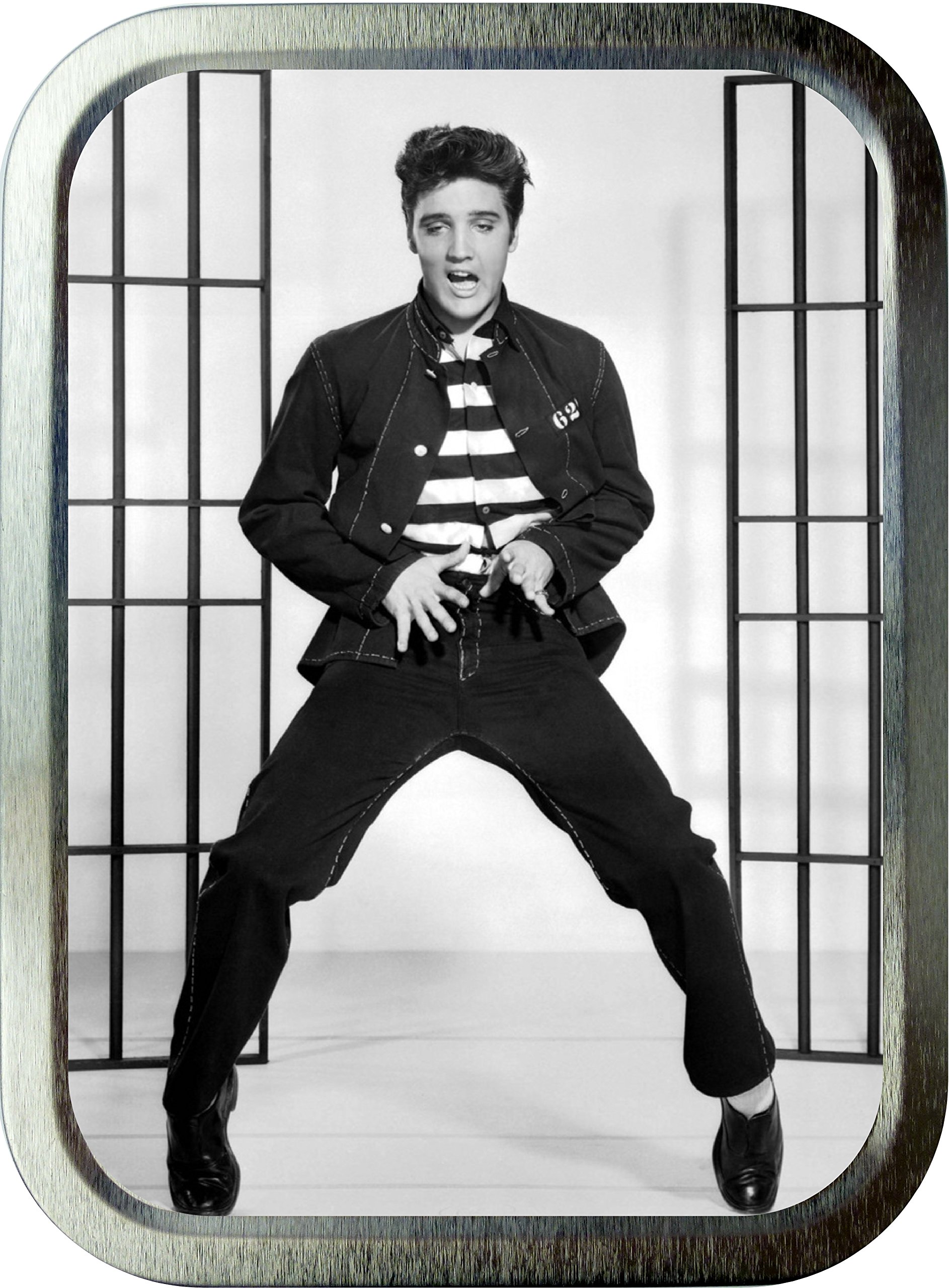 Noveltyshack ELVIS JAIL HOUSE ROCK 2oz SILVER TOBACCO TIN,GIFT BOX