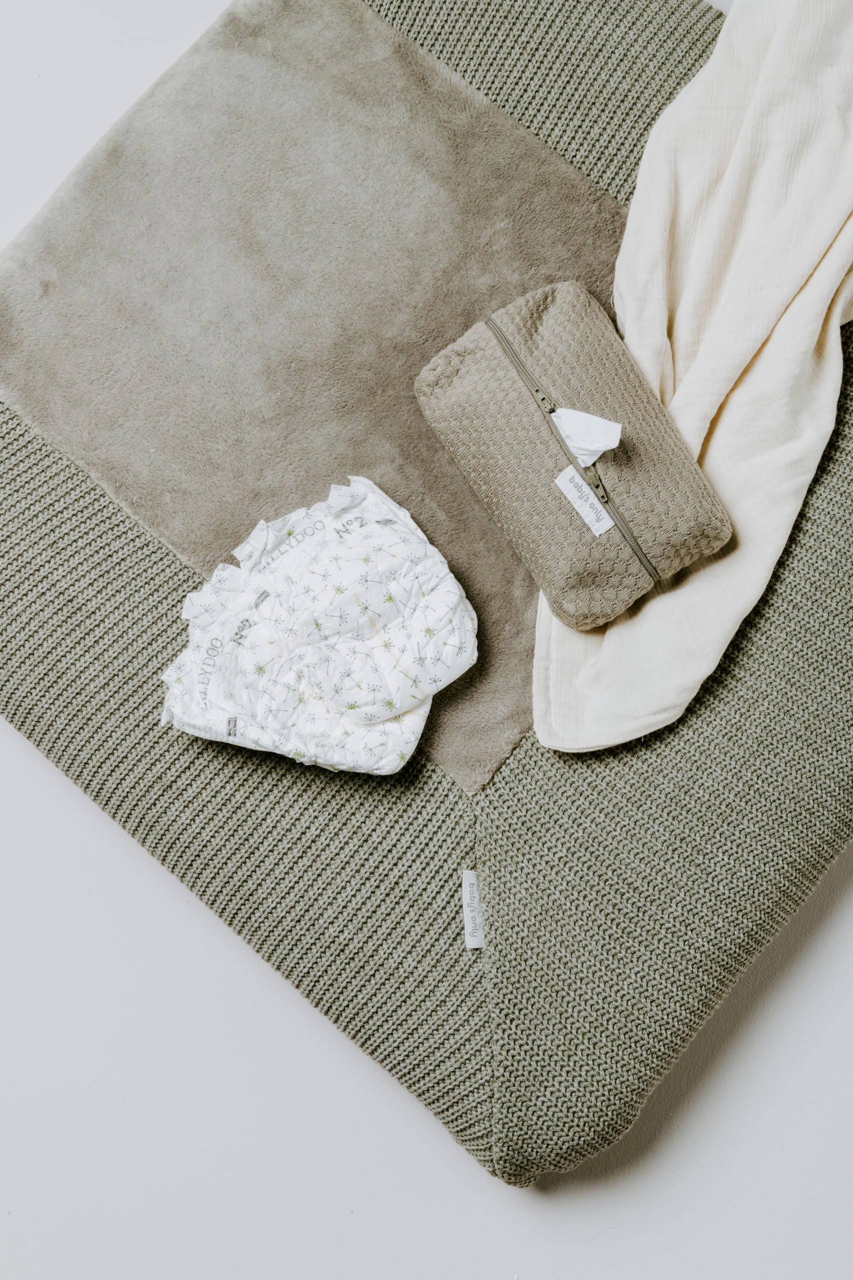 Baby's Only - Baby Wickelauflagenbezug 75x85 cm - Wickelauflage Hope - Strickbezug für Wickelunterlage - Bezug für Jungen und Mädchen - Dusty Grey