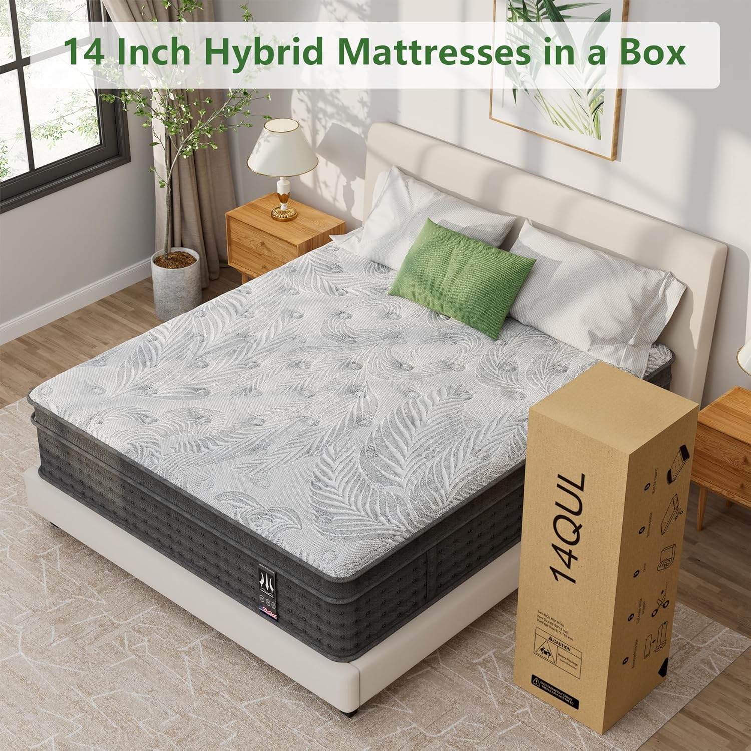 Twin Size Mattress,14 Inch Hybrid Memory Foam Twin Mattress in a Box, Independent Pocket Coils for Motion Isolation,Upgraded Support,CertiPUR-US, 39"*80"*14”