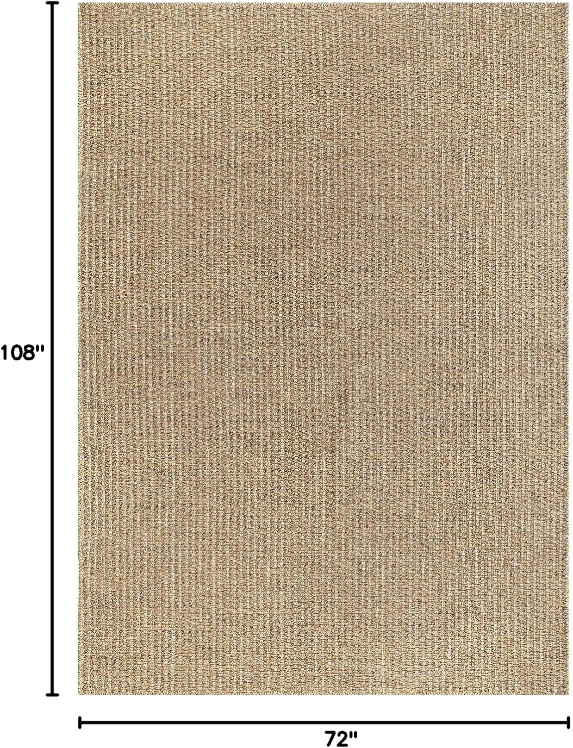 luul home easy jute rugs 6x9 natural color living room indoor outdoor area rug for farmhouse patio and kitchen rug high traffic washable easy to clean solid boho woven design outside carpet (6 x 9) natural 6' x 9' (rectangular)