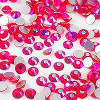 Vista 27 de Genie Crystal ss34 Red Glass Rhinestones 288 Pcs, 7.0 mm Big Light Siam Flatback Rhinestone, Diamond Cut Gems for Crafts, Face Mask, Makeup