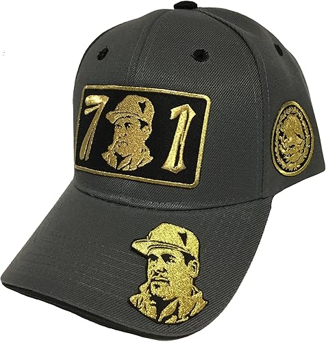 El Chapo Guzman 701Sombrero 3 Logos Ajustable Gris Oscuro
