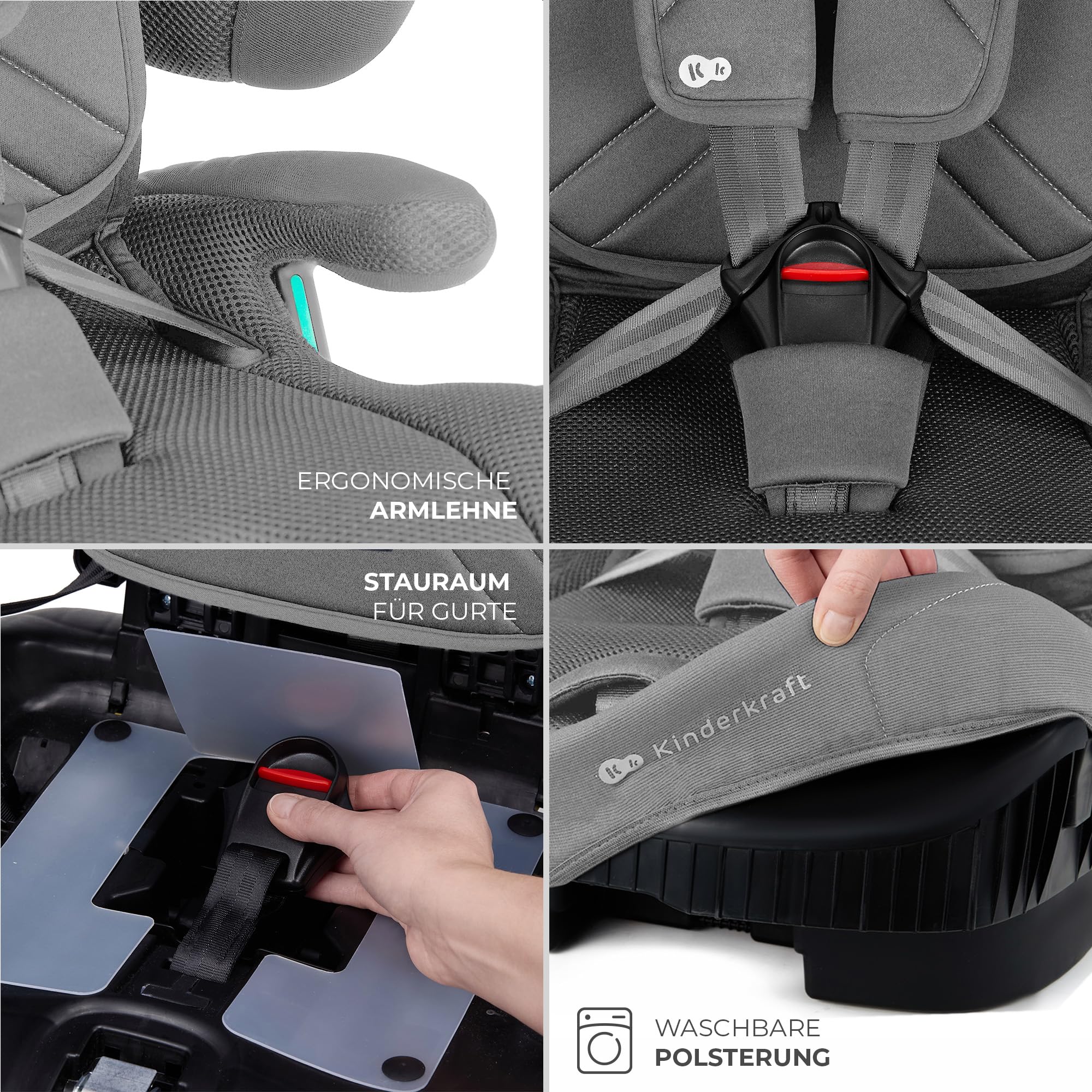 Kinderkraft FIX2GO Autokindersitz i-Size 76-150 cm ISOFIX Top Tether SAFERIDE Sensor Grau